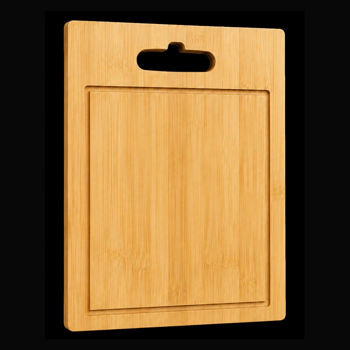 Rectangular cheese board with hanging slot and a single knife